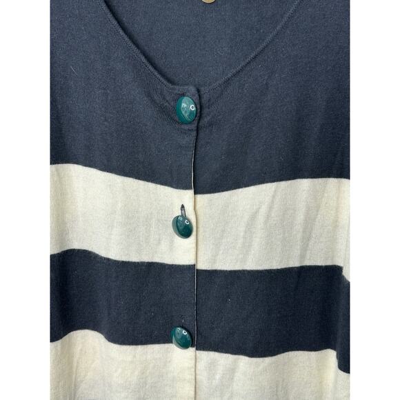 Isabella Sinclair Black & White Stripe Cardigan Chunky Buttons Women's  Large - Picture 9 of 9